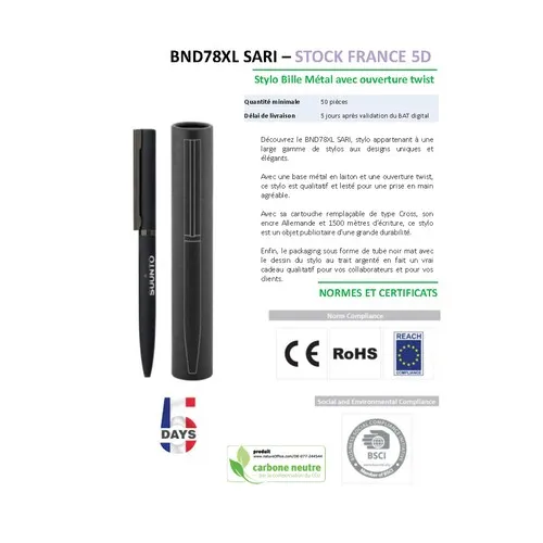 stylo bille métal twist bleu rubber STOCK FR