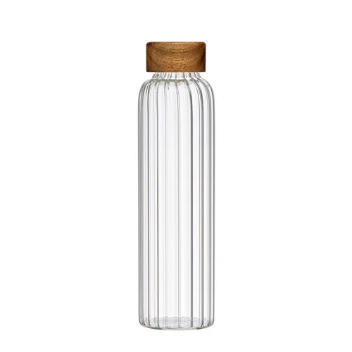 Gourde en verre borosilicate 500ml avec couvercle bois personnalisable