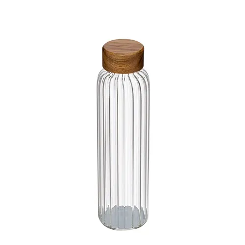 Gourde en verre borosilicate 500ml avec couvercle bois personnalisable