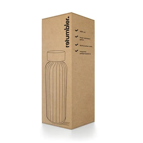 Gourde en verre borosilicate 500ml avec couvercle bois personnalisable
