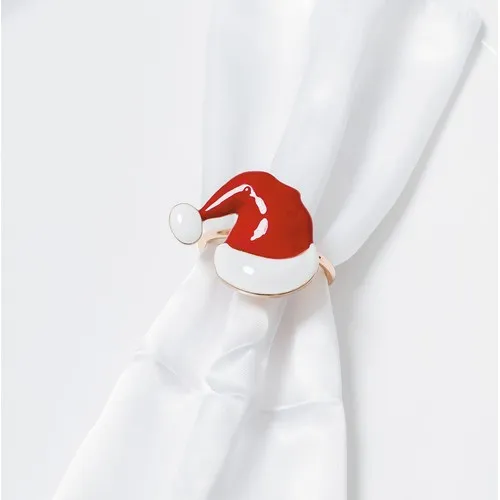 Rond de Serviette Bonnet de Noël - Décoration de Table Festive