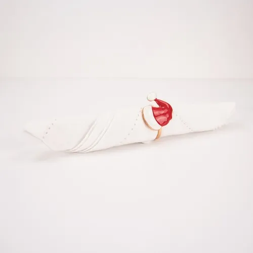 Rond de Serviette Bonnet de Noël - Décoration de Table Festive