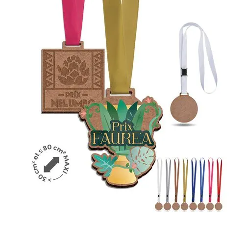 Médaille MDF Personnalisée avec Cordon - Fabrication Française