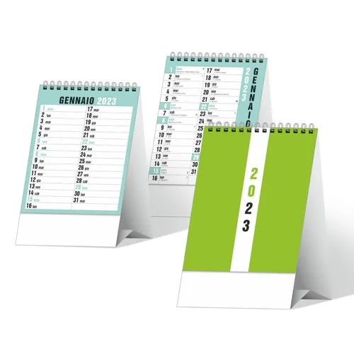 Calendrier triptyque trimestriel personnalisable avec curseur - 31x80 cm