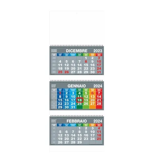 Calendrier triptyque trimestriel personnalisable avec curseur - 31x80 cm