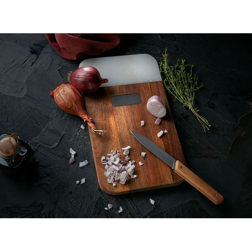 Planche à découper acacia et marbre blanc personnalisable