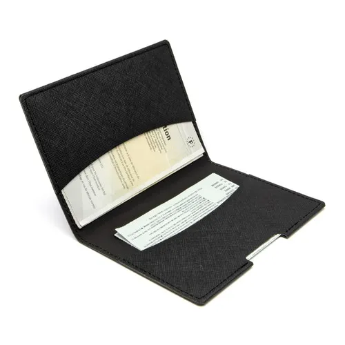 PORTE-PASSEPORT / CARTE GRISE / ASSURANCE EN SIMILI-CUIR NOIR GRAINE- MADE IN EUROPE