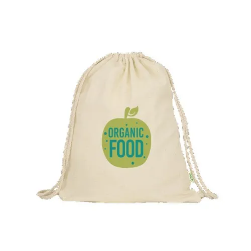 Sac à dos à cordon en coton bio 100% personnalisable