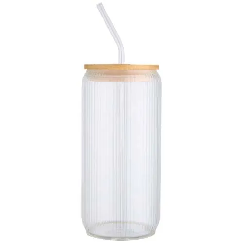 Pot en verre borosilicate 650ml avec couvercle bambou personnalisable