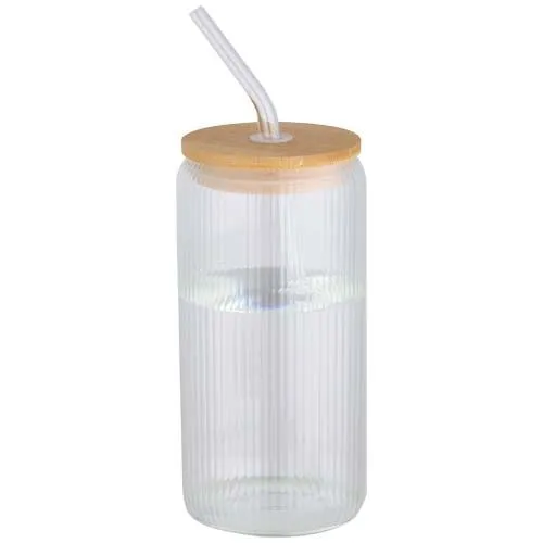 Pot en verre borosilicate 650ml avec couvercle bambou personnalisable