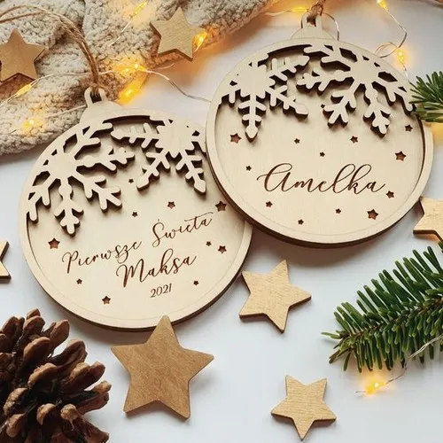 Boule de Noël en Bois Personnalisable - Fabrication Française