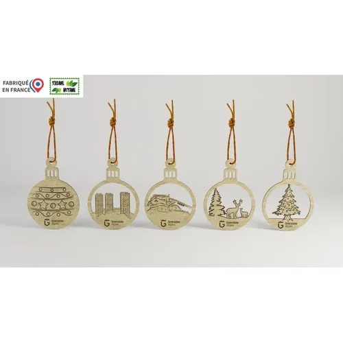 Boule de Noël en Bois Personnalisable - Fabrication Française