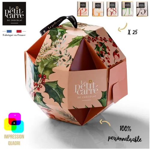 Boule de Noël Chocolat 17 cm Personnalisable - 5 Saveurs Premium
