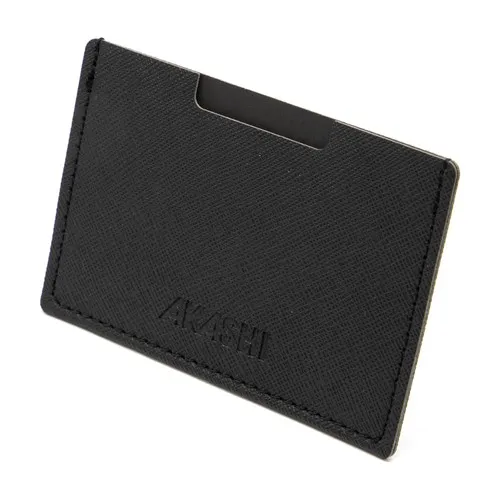 PORTE CARTE SIMPLE EN SIMILI-CUIR NOIR GRAINE - MADE IN EUROPE