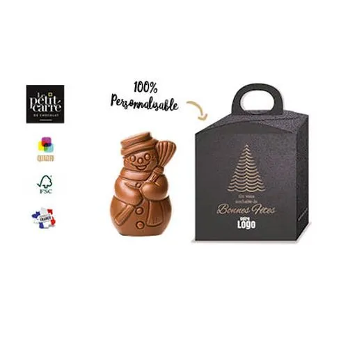 Bonhomme de Neige Chocolat Bio 50g - Cadeau Client Personnalisable