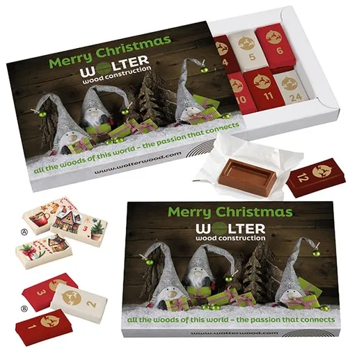 Calendrier de l'Avent 24 chocolats personnalisable en sérigraphie