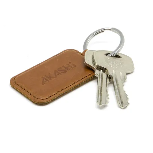 PORTE-CLE EN CUIR VERITABLE MARRON FONCE - MADE IN EUROPE