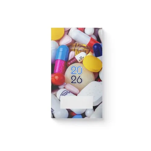 AGENDA ECO POCHE 2026 - THEME PHARMA-1 - 95 x 165 mm - QUINZAINIER 64 PAGES - COUVERTURE 380g QUADRI PAGES 1 ET 4 - PELLICULAGE BRILLANT RECTO - PIQURE 2 POINTS METAL