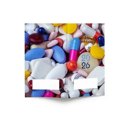 AGENDA ECO POCHE 2026 - THEME PHARMA-1 - 95 x 165 mm - QUINZAINIER 64 PAGES - COUVERTURE 380g QUADRI PAGES 1 ET 4 - PELLICULAGE BRILLANT RECTO - PIQURE 2 POINTS METAL