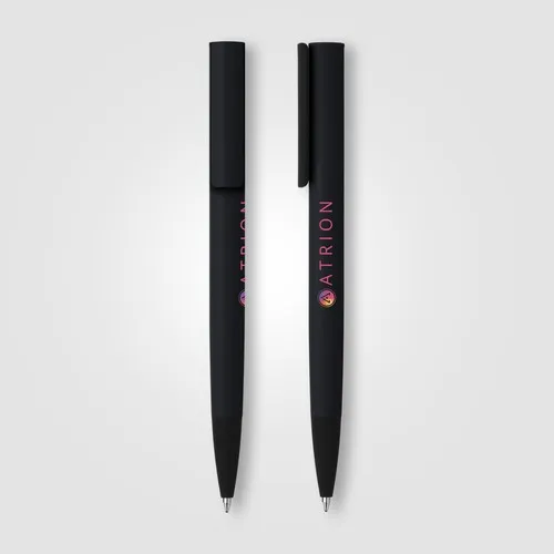 Stylo Bille Premium Mat Noir à Mécanisme Clip - Soft Touch