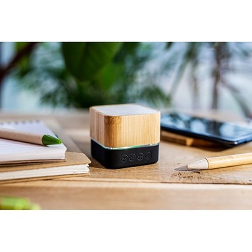 Enceinte Bluetooth Bambou 3W avec Lumière Colorée Personnalisable