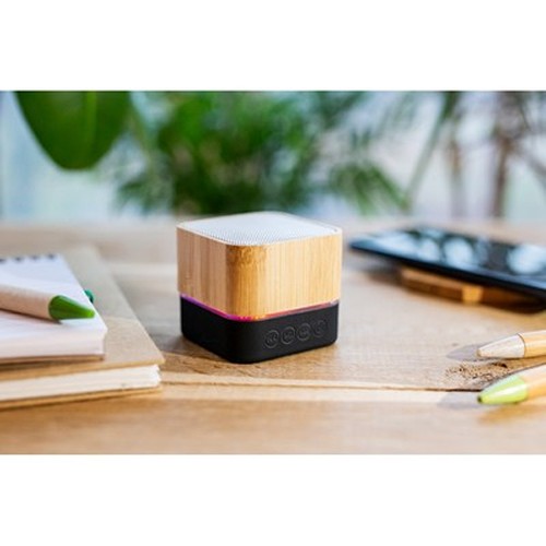 Enceinte Bluetooth Bambou 3W avec Lumière Colorée Personnalisable