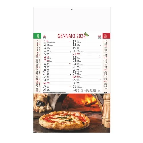 Calendrier Trimestriel Pizza Personnalisable - 12 Feuilles Brillantes