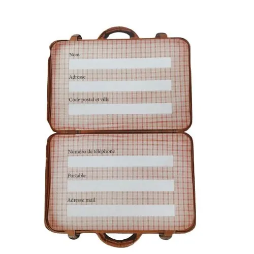 Etiquette en forme de valise