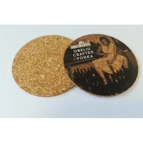 Sous-verres publicitaires en liège naturel - Impression quadri personnalisée