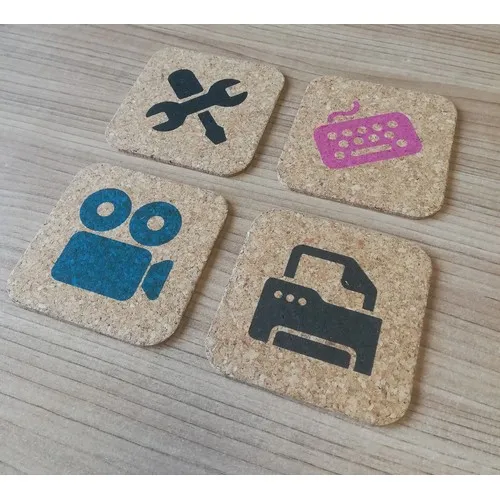 Sous-verres publicitaires en liège naturel - Impression quadri personnalisée