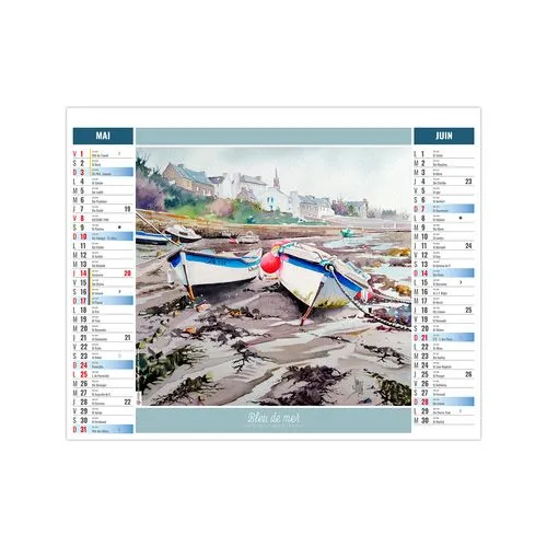 2EN1 - AQUARELLE 2026 - XXL 474 x 700 mm - MARQUAGE 1 COULEUR