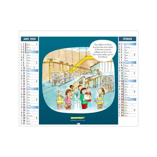 2EN1 - HUMOUR 2026 - XXL 474 x 700 mm - MARQUAGE 1 COULEUR