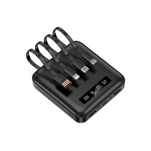 BATTERIE DE SECOURS AVEC 4 CABLES - 10 000 MAH NOIRE