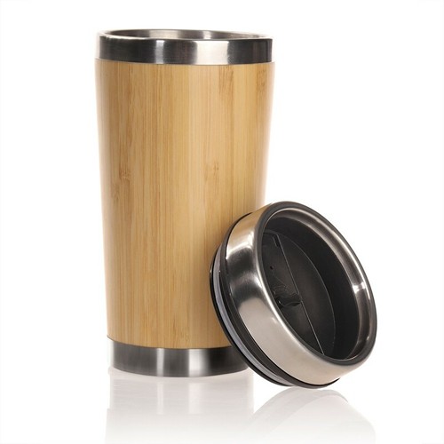 Mug isotherme bambou 500ml personnalisable | Double paroi inox