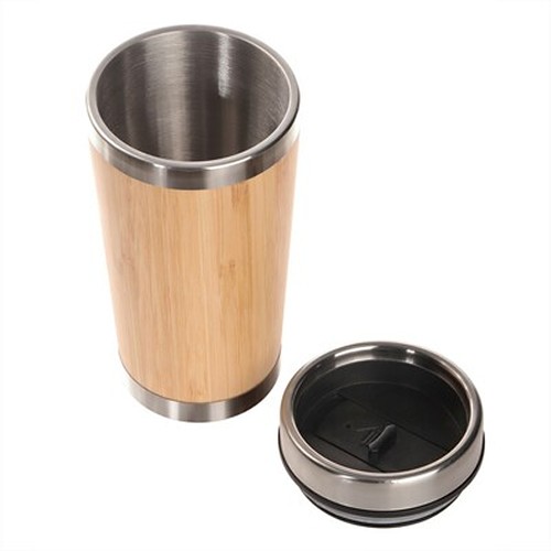 Mug isotherme bambou 500ml personnalisable | Double paroi inox