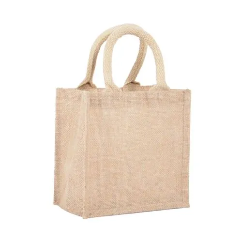 Cabas Publicitaire en Jute Naturelle - Format Carré avec Soufflet