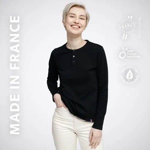 Henley Femme Manches Longues Bio - Personnalisable par Sérigraphie