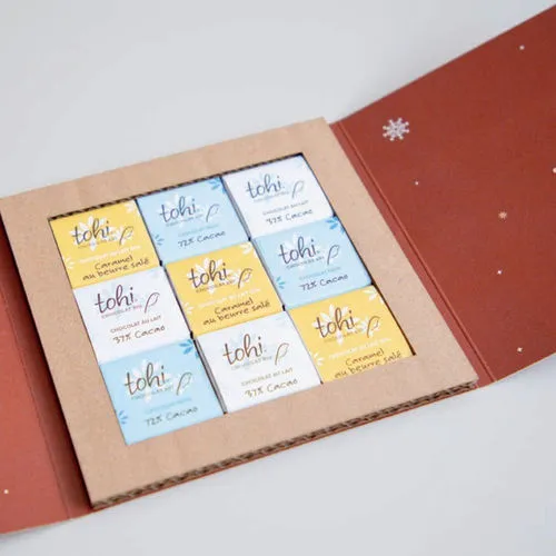 Coffret 3 Chocolats Bio Équitables Personnalisé - Cadeau d'Entreprise