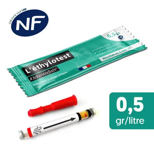 Éthylotest Jetable Certifié NF 0,5 g/l - Personnalisable