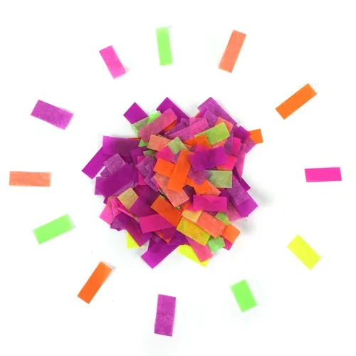 3 canons confettis 11 cm mix NEON FLUO PAPIER DE SOIE