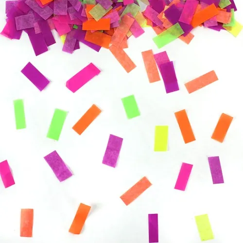 3 canons confettis 11 cm mix NEON FLUO PAPIER DE SOIE