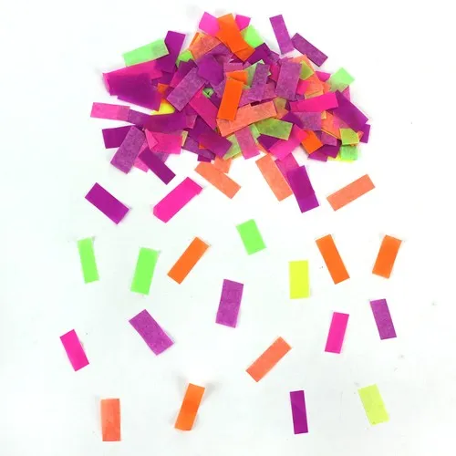 3 canons confettis 11 cm mix NEON FLUO PAPIER DE SOIE