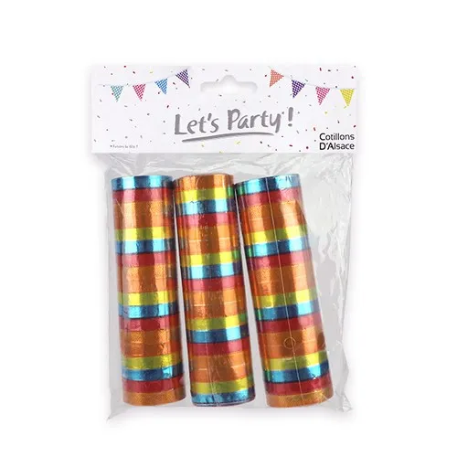 3 rouleaux de serpentins METAL COLOR