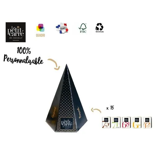 Pyramide Chocolat 15 Carrés Personnalisable - Cadeau Client Premium