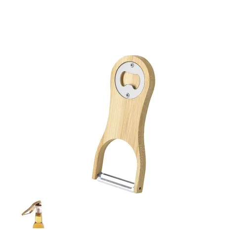 Éplucheur Ouvre-Bouteille 2 en 1 Bambou Personnalisable