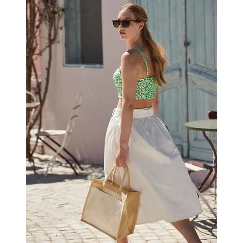 Sac Tote en Jute Naturelle avec Poche Coton - Personnalisable