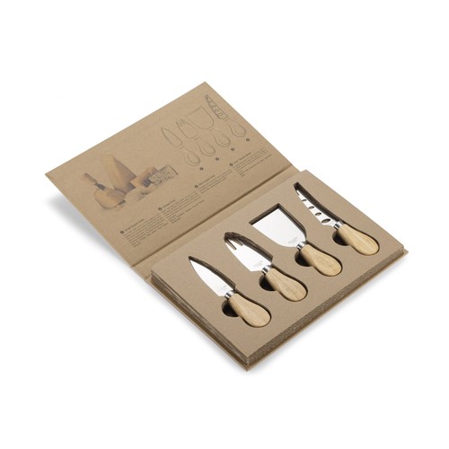 Planche à fromage bambou avec 3 couteaux intégrés personnalisable