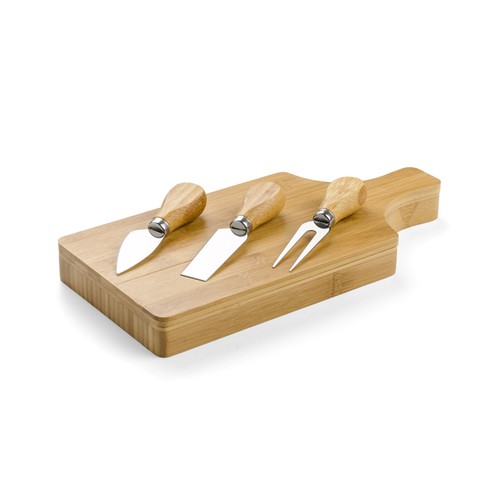 Planche à fromage bambou avec 3 couteaux intégrés personnalisable