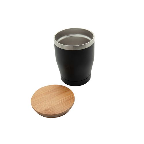 Mug isotherme 330ml double paroi avec couvercle bambou personnalisable
