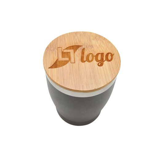 Mug isotherme 330ml double paroi avec couvercle bambou personnalisable
